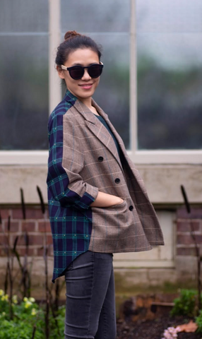 BLACKLIST - Wool blend tweed + check jacket! 14-16