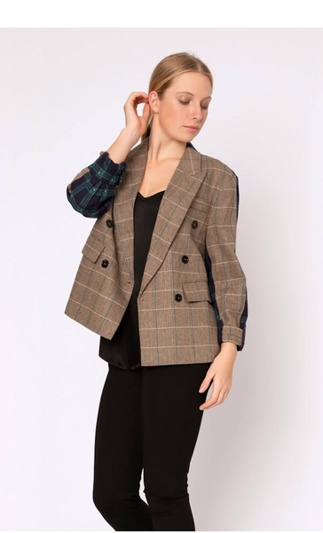 BLACKLIST - Wool blend tweed + check jacket! 14-16