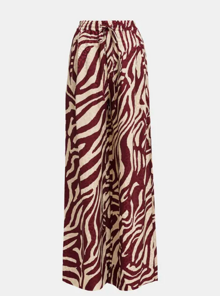 BA&SH (LN) Zebra wide leg pant - Burgandy/ecru! 10-12