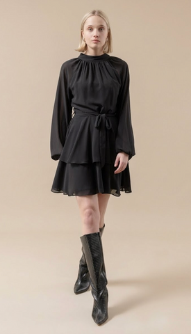 PAGANI (BN) "Chiffon layered skirt" L/S dress! 18