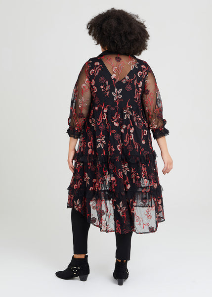 TS - Embroidered mesh tiered shirt dress/duster! 16-18