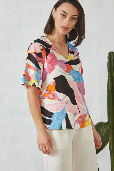 VERGE "Tango"print linen blend top! 16