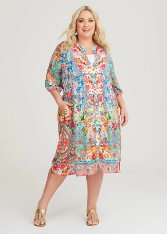 VIRTUELLE - Floral viscose shirt dress/duster + pockets! 18