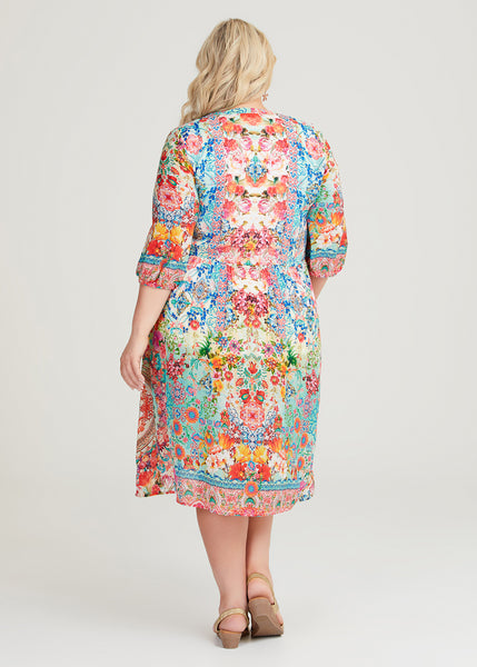 VIRTUELLE - Floral viscose shirt dress/duster + pockets! 18