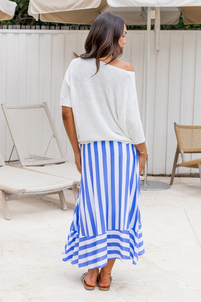 ORANGE SHERBET - Zena maxi skirt - Blue stripe! 14