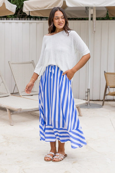 ORANGE SHERBET - Zena maxi skirt - Blue stripe! 14