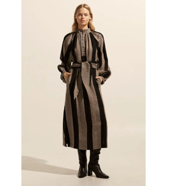 ZOE KRATZMANN - Linen Import dress - Black/stone! 12-14