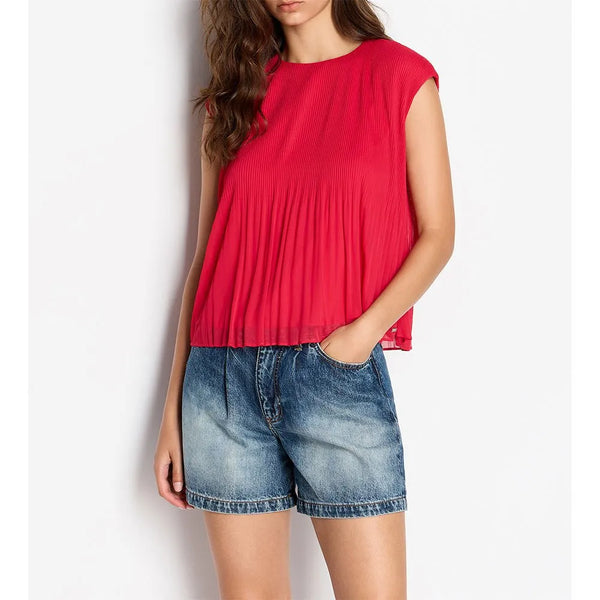 ARMANI EXCHANGE (LN) Pleated red blouse! 8-10
