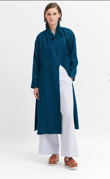 ELK (LN) Anneli french linen trench coat - Teal! 12-14