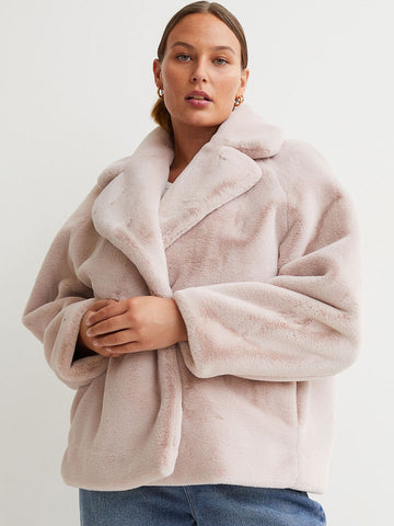 H&M - Blush faux fur jacket! 14-16