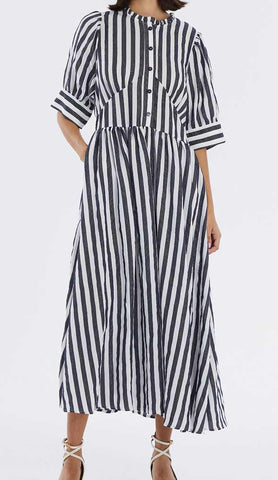 LOLLY'S LAUNDRY "Boston" Gold thread stripe dress! 8-10