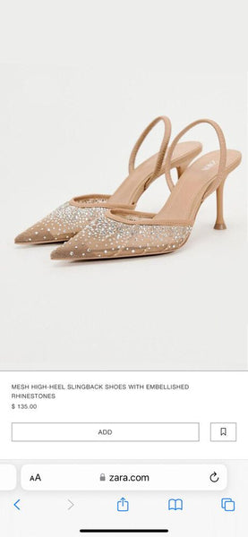 ZARA (LN)Embellished rhinestone mesh heels! 40