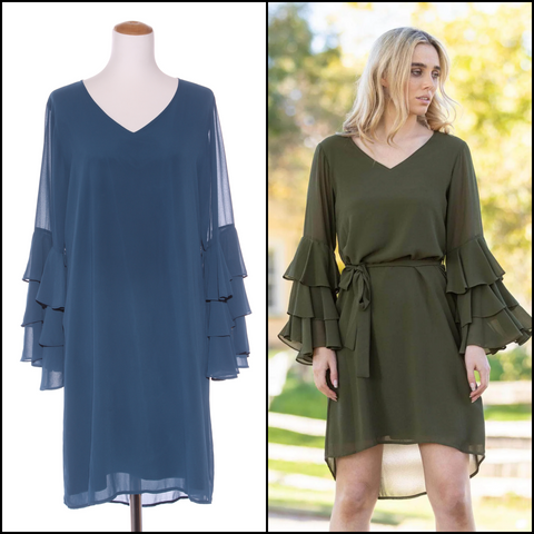 PRETTY BASIC By Augustine - Teal flared sleeve dress! 14