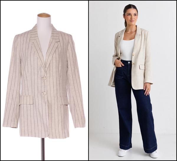 RE:UNION - Aster linen blazer - Natural/pinstripe! 12