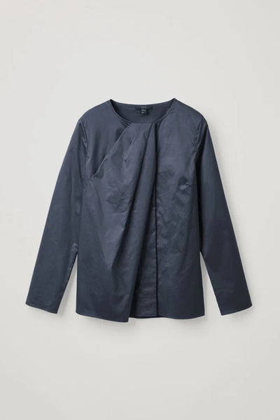 COS - Pleat detail cotton drape top - Navy! 14