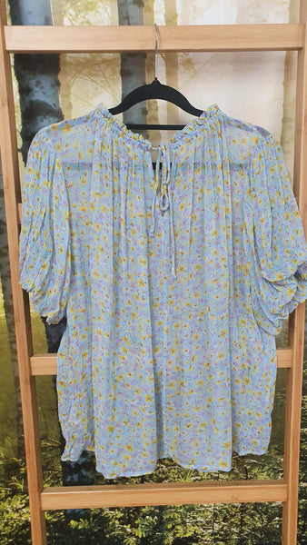 MAX - Puff sleeve pretty floral chiffon top! 14