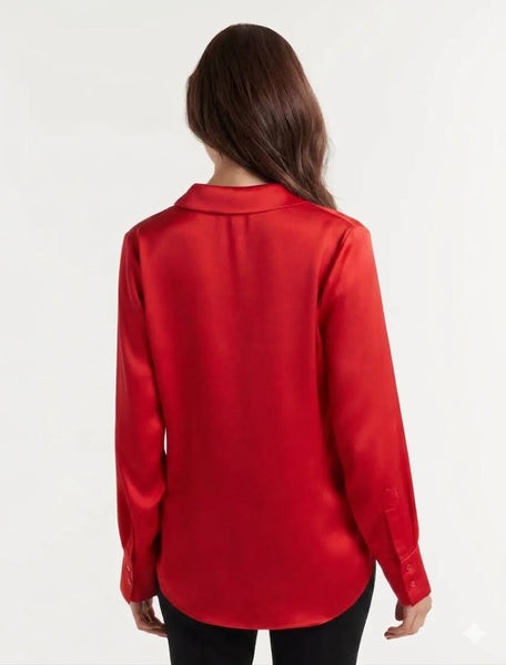 FOREVER NEW - Eva satin shirt - Red! 16