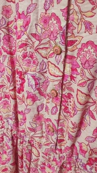 AUGUSTINE (LN) Pink floral maxi shirt dress! 16