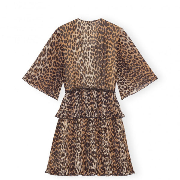 GANNI (LN) Leopard pleated georgette  mini dress! 8