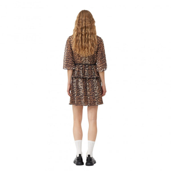 GANNI (LN) Leopard pleated georgette  mini dress! 8