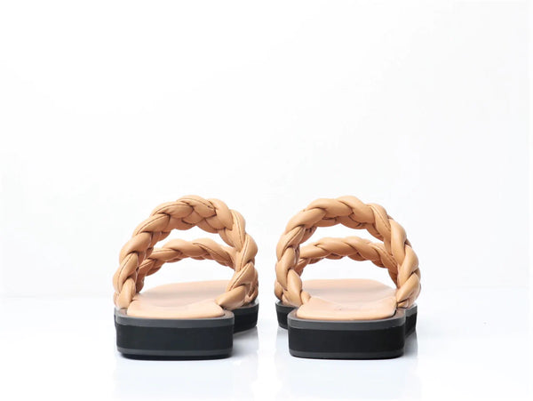 HAEL & JAX (LN) Braided leather Celeste slides Tan! 39