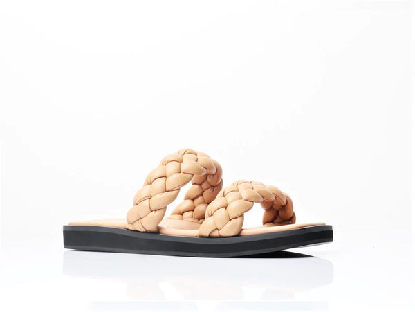 HAEL & JAX (LN) Braided leather Celeste slides Tan! 39