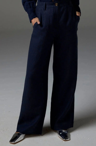 ZOE KRATZMANN (LN) Navy wide leg linen pant! 12