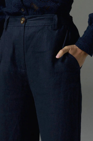 ZOE KRATZMANN (LN) Navy wide leg linen pant! 12