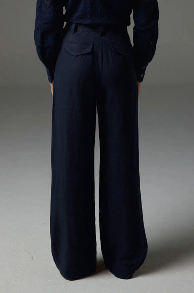 ZOE KRATZMANN (LN) Navy wide leg linen pant! 12