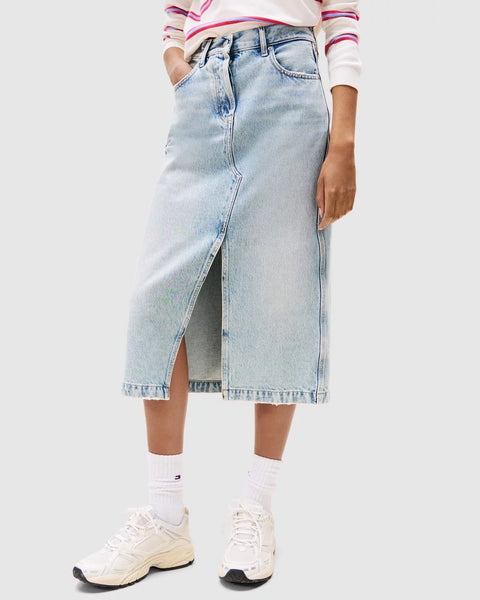TOMMY JEANS "Clare" midi denim skirt! 14