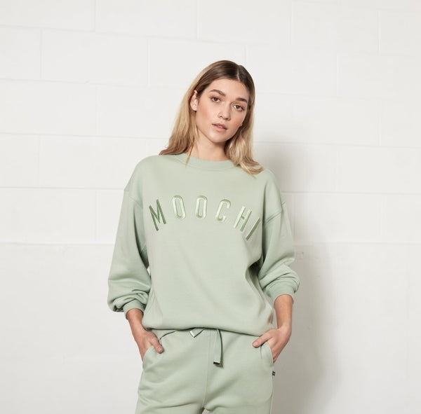 MOOCHI "Puff set" cotton sweater - Sage green! 8-10