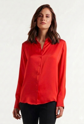FOREVER NEW - Eva satin shirt - Red! 16