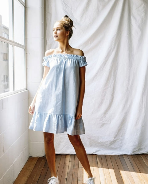 LJC - Linen Rhodes dress - Powder blue! 12