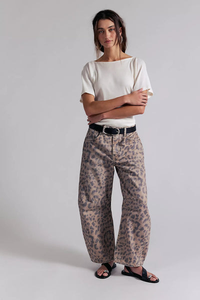 FREE PEOPLE - Good luck leopard print barrel jean! 31/13