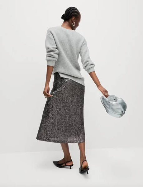 M&S - Sequin midi slip skirt - Grey! 12
