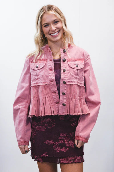 FREE PEOPLE (LN) Cassidy pleated denim jacket! 12