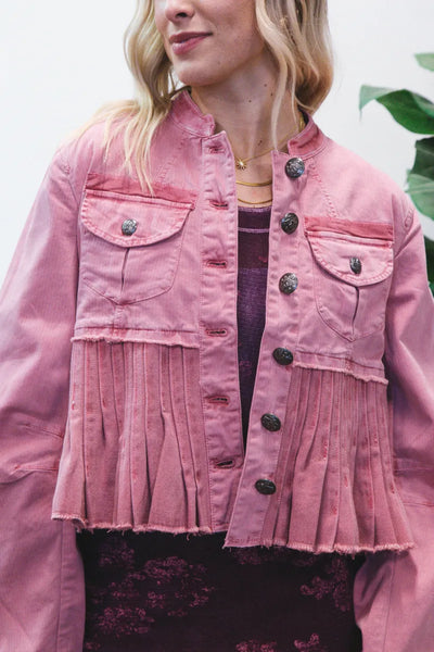 FREE PEOPLE (LN) Cassidy pleated denim jacket! 12