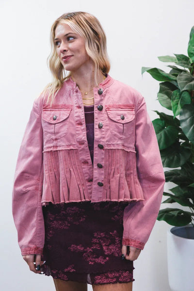 FREE PEOPLE (LN) Cassidy pleated denim jacket! 12