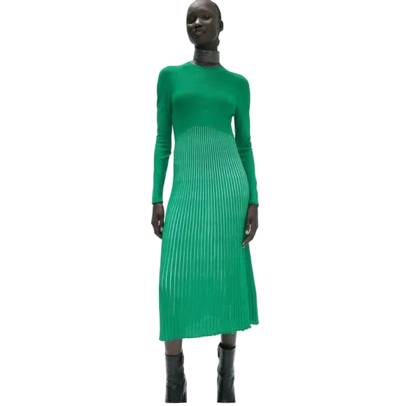 ZARA - Green knit pleated skirt dress! 14-16