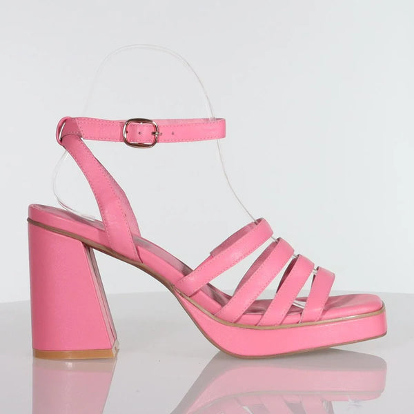 MINX (LN) "Monet" pink leather platform heel! 40
