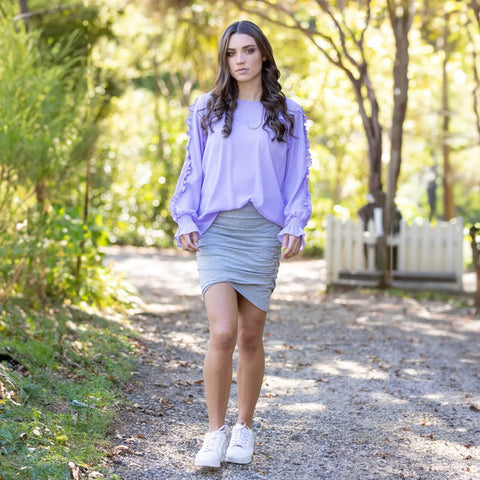 PRETTY BASICS (LN) Grey marle meow skirt - Long! 16