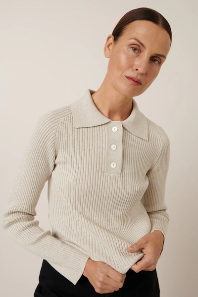 KOWTOW (LN) Rib knit Ridge polo top! 12