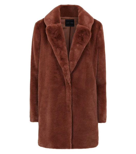 NEW LOOK (LN) Rust faux fur longline coat! 12
