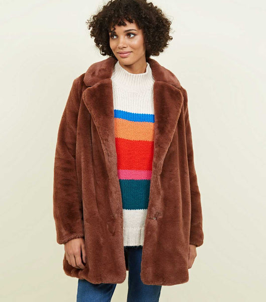 NEW LOOK (LN) Rust faux fur longline coat! 12