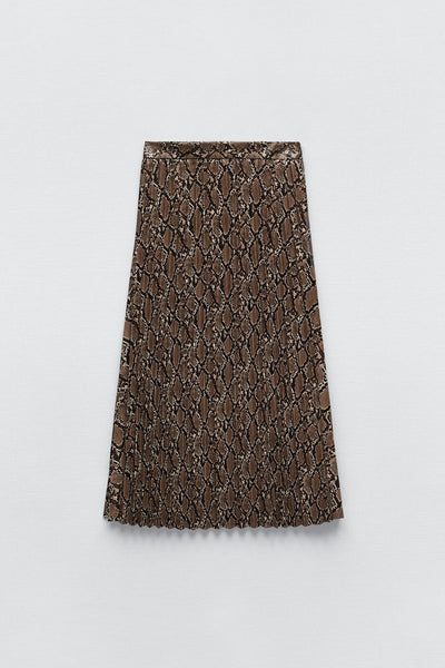 ZARA - Snakeskin faux leather pleat midi skirt! 16
