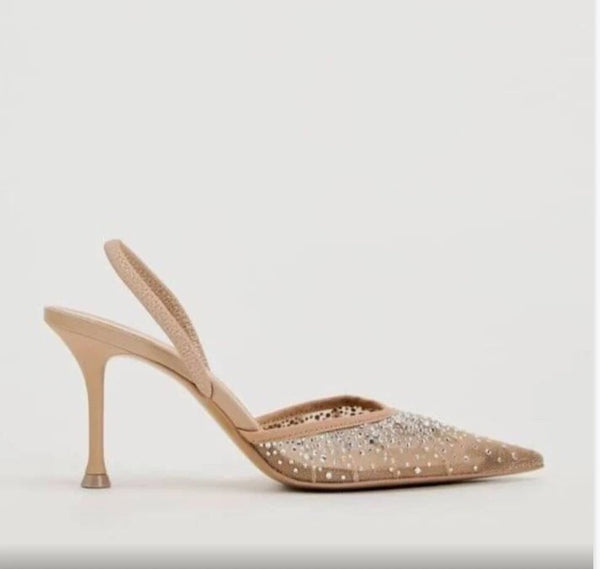 ZARA (LN)Embellished rhinestone mesh heels! 40