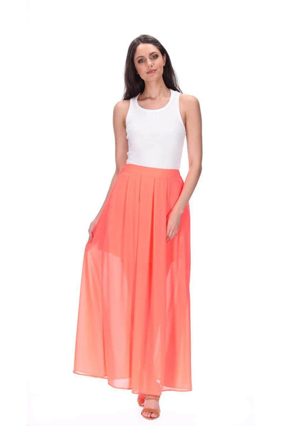 PRETTY BASIC (BN) "Marlow" maxi skirt - Fluro coral! 16