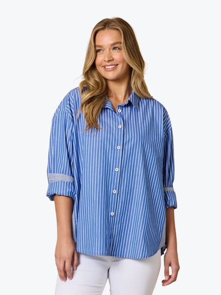 THREADZ (LN) Cabo blue stripe shirt! 18
