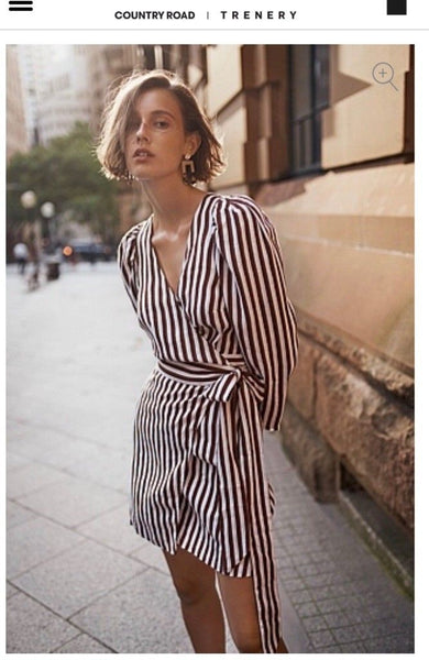 COUNTRY ROAD (LN) Linen brown stripe dress! 16