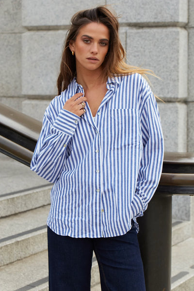STORIES BE TOLD - You got this oversized blue stripe shirt! 8-12